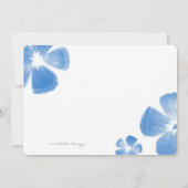Blue Tropical Waterverf Flowers Wedding Invite Kaart (Achterkant)