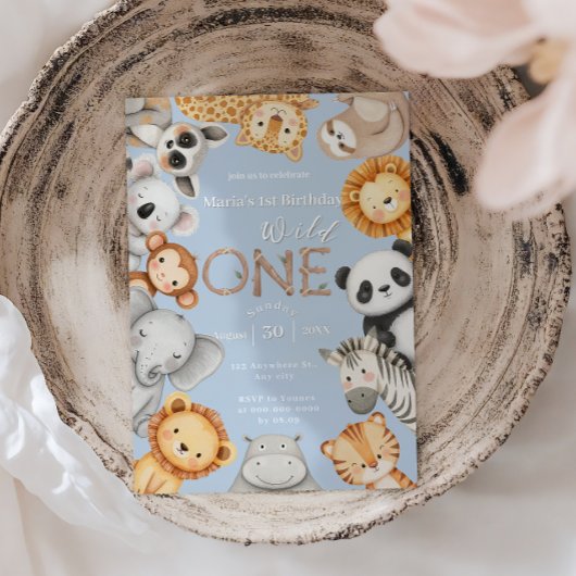 Blue Tropical Wild One Oerwoud Safari Animals Kaart