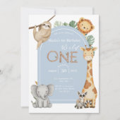 Blue Tropical Wild One Oerwoud Safari Animals Kaart (Voorkant)