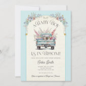 Blue Truck Baby in Bloom Baby shower Invitation Kaart (Voorkant)