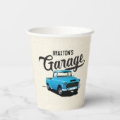 Blue  Truck Birthday Custom Paper Cups Papieren Bekers (Achterkant)