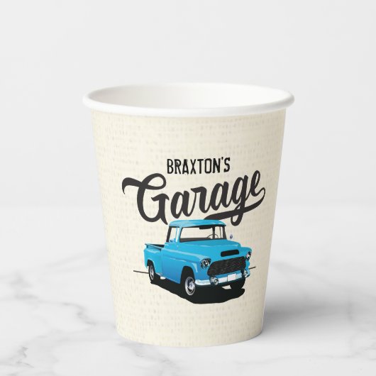 Blue  Truck Birthday Custom Paper Cups Papieren Bekers (Achterkant)