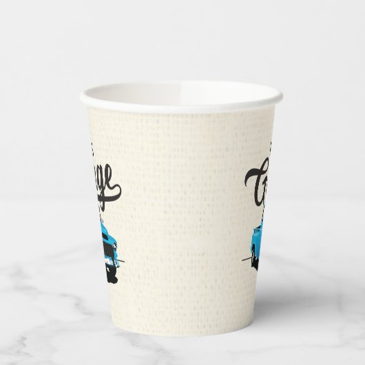 Blue  Truck Birthday Custom Paper Cups Papieren Bekers (Links)
