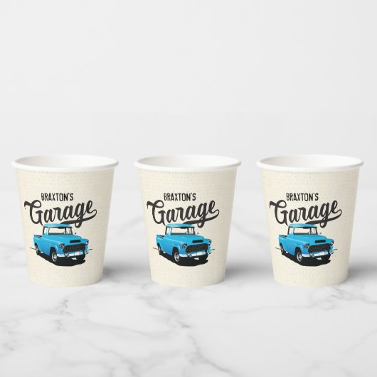 Blue  Truck Birthday Custom Paper Cups Papieren Bekers (Multi)