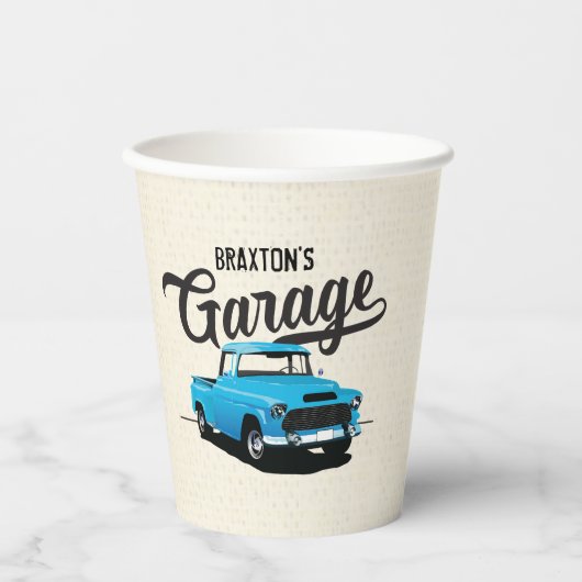 Blue  Truck Birthday Custom Paper Cups Papieren Bekers (Voorkant)