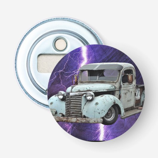  Blue Truck Button Flesopener (Voorkant)