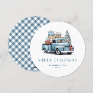 Blue Truck Cadeaus Snow Plaid Vrolijke Kerst Kaart