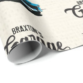 Blue  Truck Custom Name Wrapping Paper Cadeaupapier (Rol Hoek)