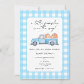 Blue Truck Een beetje pompoen Herfst Baby shower Kaart (Voorkant)