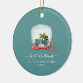 Blue Truck | Eerste kerst Nieuwe kerst voor kerami Keramisch Ornament (Links)