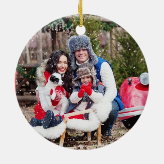 Blue Truck | Eerste kerst Nieuwe kerst voor kerami Keramisch Ornament (Achterkant)