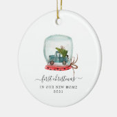 Blue Truck | Eerste Kerstdag Nieuw startpunt Keramisch Ornament (Links)