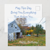  Blue Truck en Barn Birthday Briefkaart (Voorkant / Achterkant)