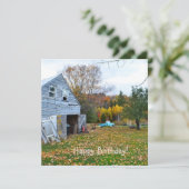 Blue Truck en Barn Birthday Flat Card Kaart (Staand voorkant)