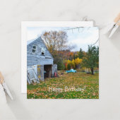 Blue Truck en Barn Birthday Flat Card Kaart (Voorkant / Achterkant in situ)