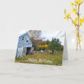 Blue Truck en Barn Birthday Kaart (Gele Bloem)