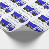 Blue Truck Gepersonaliseerde Verjaardag Cadeaupapier (Hoek)