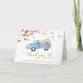 Blue  Truck Herfst Baby shower Dank u Bedankkaart (Voorkant)