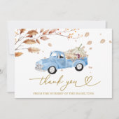 Blue  Truck Herfst Baby shower Dank u Kaart (Voorkant)