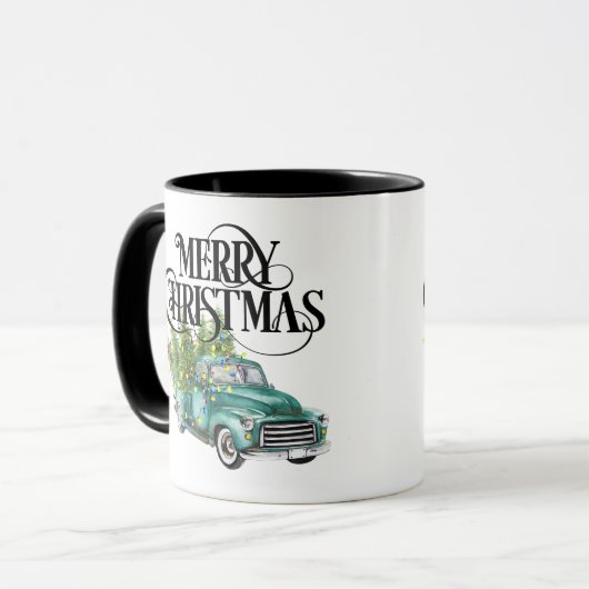  Blue Truck Kerstboom Retro Gift Mok (Voorkant links)