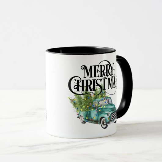  Blue Truck Kerstboom Retro Gift Mok (Voorkant rechts)