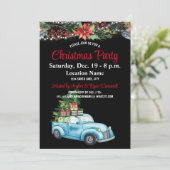 Blue Truck, Liight Foliage Xmas Party Invitation Kaart (Staand voorkant)