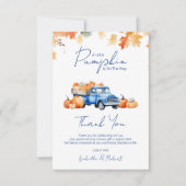 Blue Truck Little Pumpkin op de weg Baby shower Bedankkaart (Voorkant)