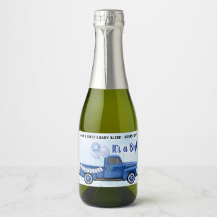 Blue Truck Mini Mousserende Wijnlabels Sparkling Wijnetiket