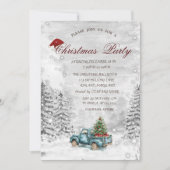 Blue Truck Pine Tree Snow Forest Kerstmis Kaart (Voorkant)