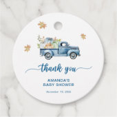 Blue Truck Pompoen Baby shower Dank u Bedankjes Labels (Voorkant)