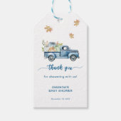 Blue Truck Pompoen Baby shower Dank u Cadeaulabel (Voorkant)