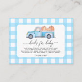 Blue truck pompoen boeken voor baby ticket informatiekaartje (Voorkant)