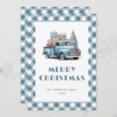 Blue Truck Pset Merry-kerstkaarten Feestdagenkaart (Voorkant / Achterkant)