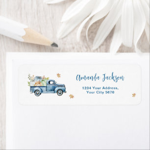 Blue Truck Pumpkin Baby shower Adres Etiket