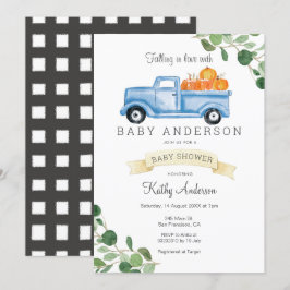Blue Truck Pumpkin-Baby shower Kaart