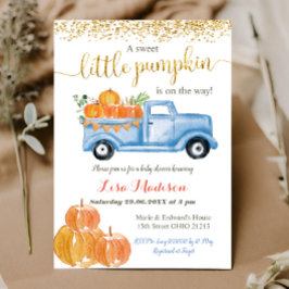 Blue Truck Pumpkin is onderweg naar het baby showe Kaart