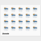 Blue Truck Pumpkin Leaves Autumn Party Dank u Ronde Sticker (Vel)