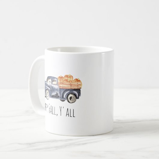 Blue Truck Pumpkin Mok - "Happy Herfst, Y'all" (Voorkant links)