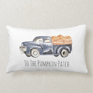 Blue Truck Pumpkin Pillow - "To the Pumpkin Patch" Kussen