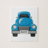  Blue Truck Puzzle Persoonlijke naam Bord Legpuzzel (Verticaal)