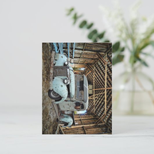  Blue Truck Rustic Barn Briefkaart (Staand voorkant)