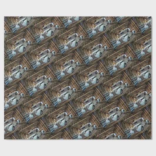 Blue Truck Rustic Barn Cadeaupapier (Vlak)