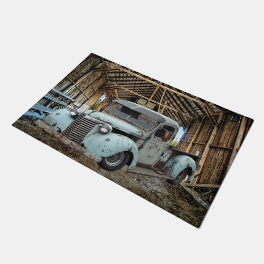  Blue Truck Rustic Barn Deurmat (Schuin)