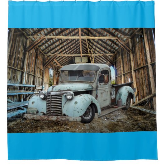  Blue Truck Rustic Barn Douchegordijn (Voorkant)