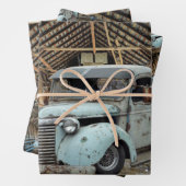 Blue Truck Rustic Barn Inpakpapier Vel (In situ)