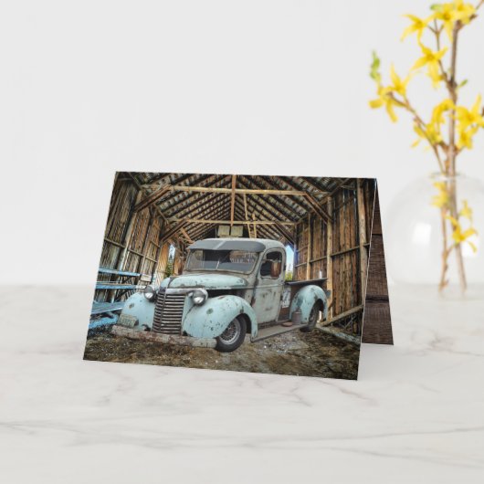  Blue Truck Rustic Barn Kaart (Gele Bloem)