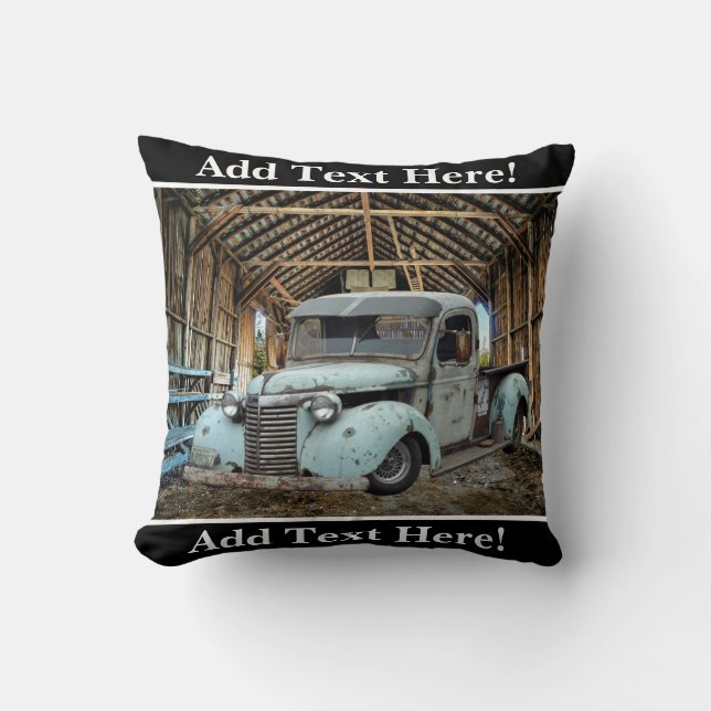  Blue Truck Rustic Barn Kussen (Voorkant)