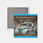 Blue Truck Rustic Barn Magneet (Voorkant / Achterkant)