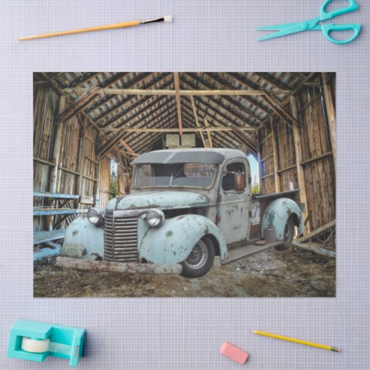  Blue Truck Rustic Barn Tissuepapier (Craft)