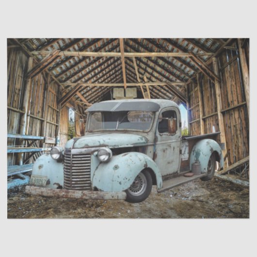  Blue Truck Rustic Barn Tissuepapier (Voorkant)